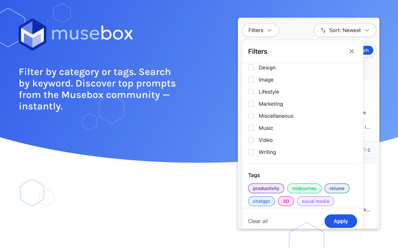 Filter prompts by category or tag