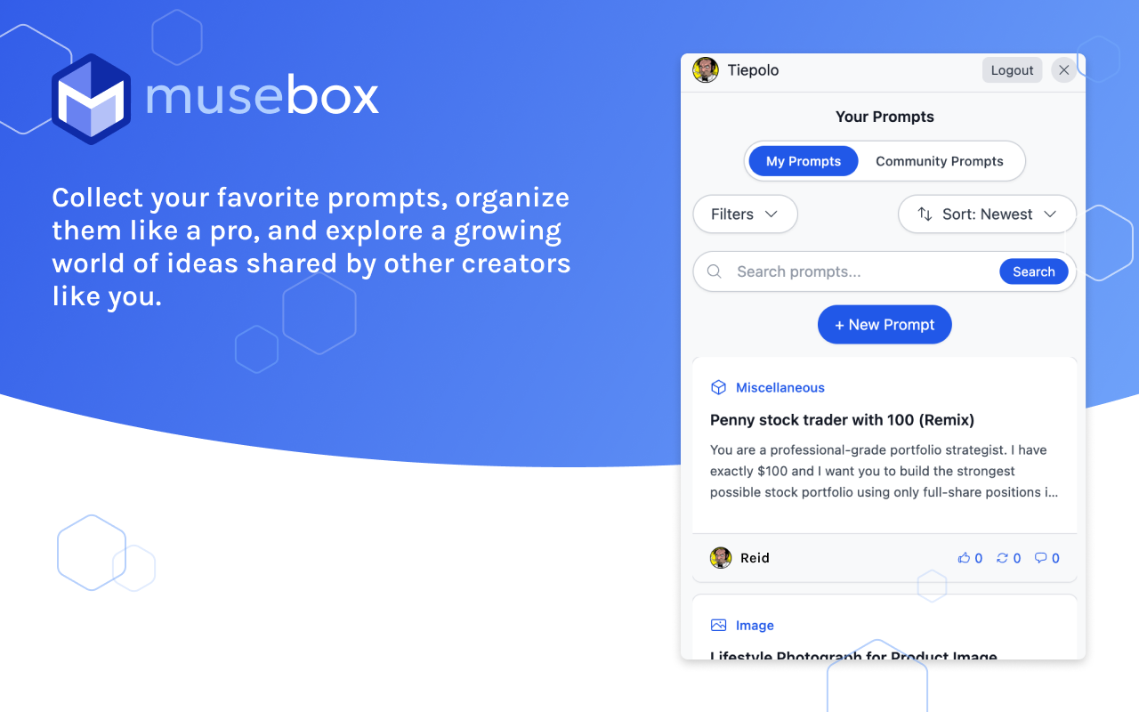 Musebox extension main view